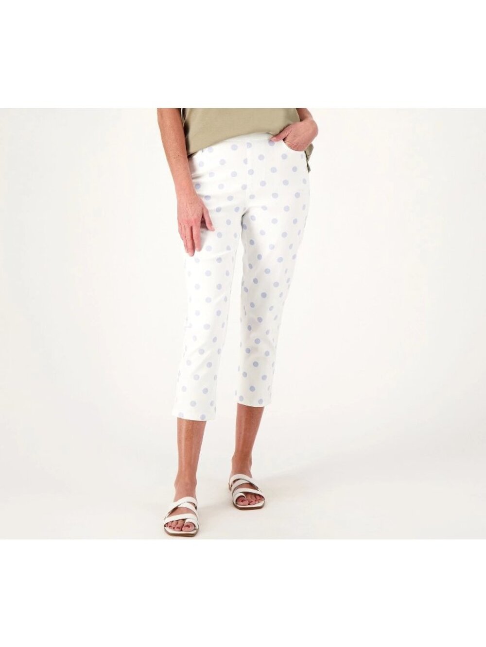 Isaac Mizrahi Live! Crop Slim Jean Size 20W Regular True Denim Pull On White Dot